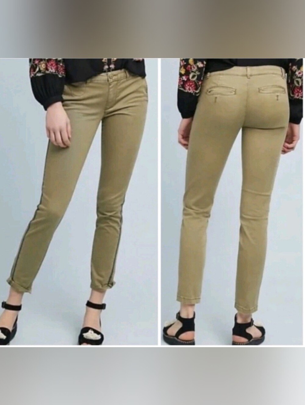 Anthropologie Chino Tuxedo Stripe Trousers Relaxed Pants Size 29 Workwear Prep